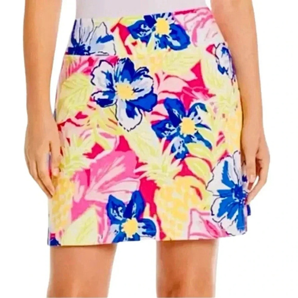 RAFAELLA Cosmo Pink Tropical Floral Comfort Skort sz Medium Elastic Waist Sport - Picture 1 of 9